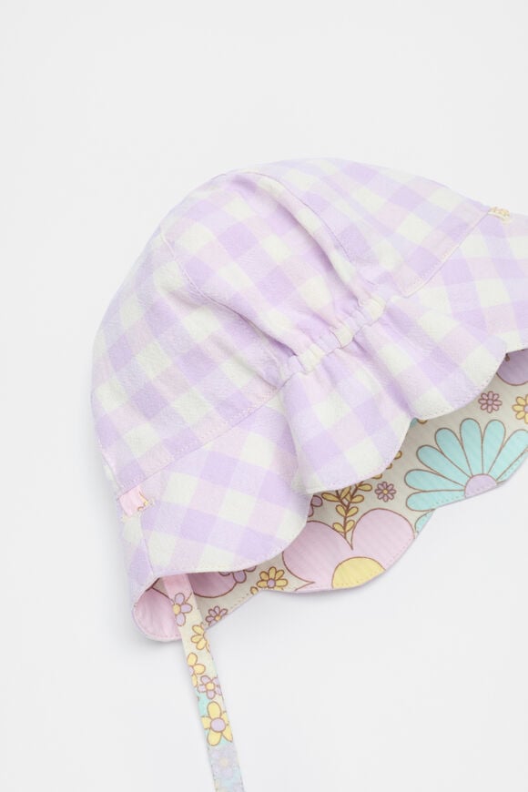 Mini Gingham Floral Hat  Multi  hi-res
