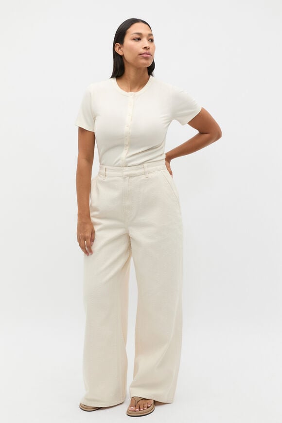 Rib Button Through Top  Buttercream Rib Button Through Top  Buttercream  hi-res