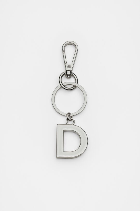 Silver Initials Keyring  D Silver Initials Keyring  D  hi-res