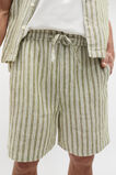 Linen Stripe Drawcord Short  Green Apple  hi-res