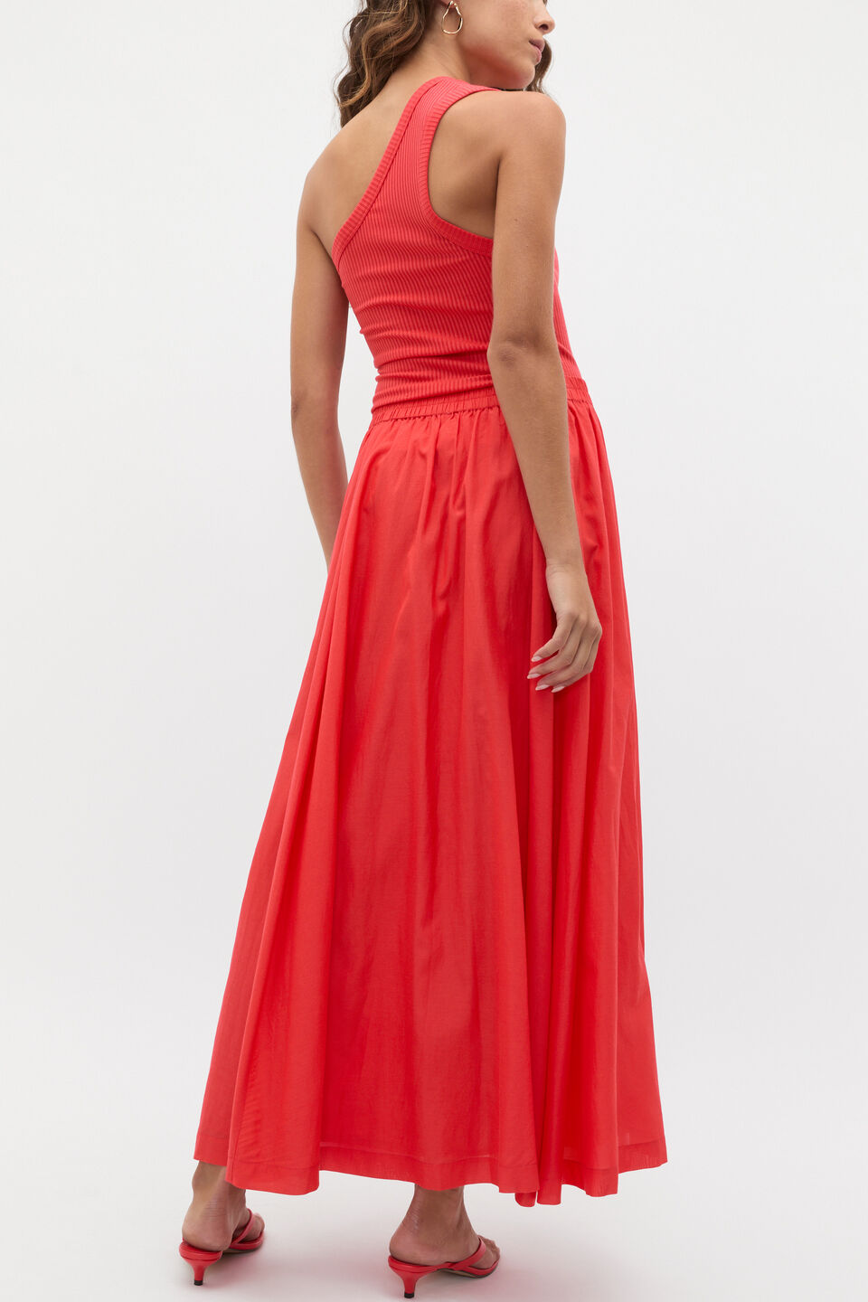 Voile Gathered Skirt  Electric Crimson