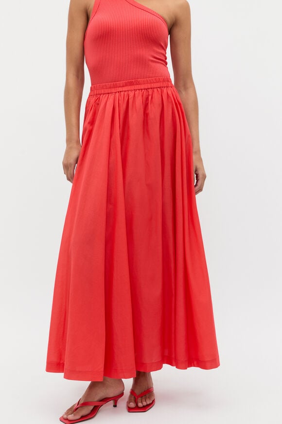 Voile Gathered Skirt  Electric Crimson Voile Gathered Skirt  Electric Crimson  hi-res
