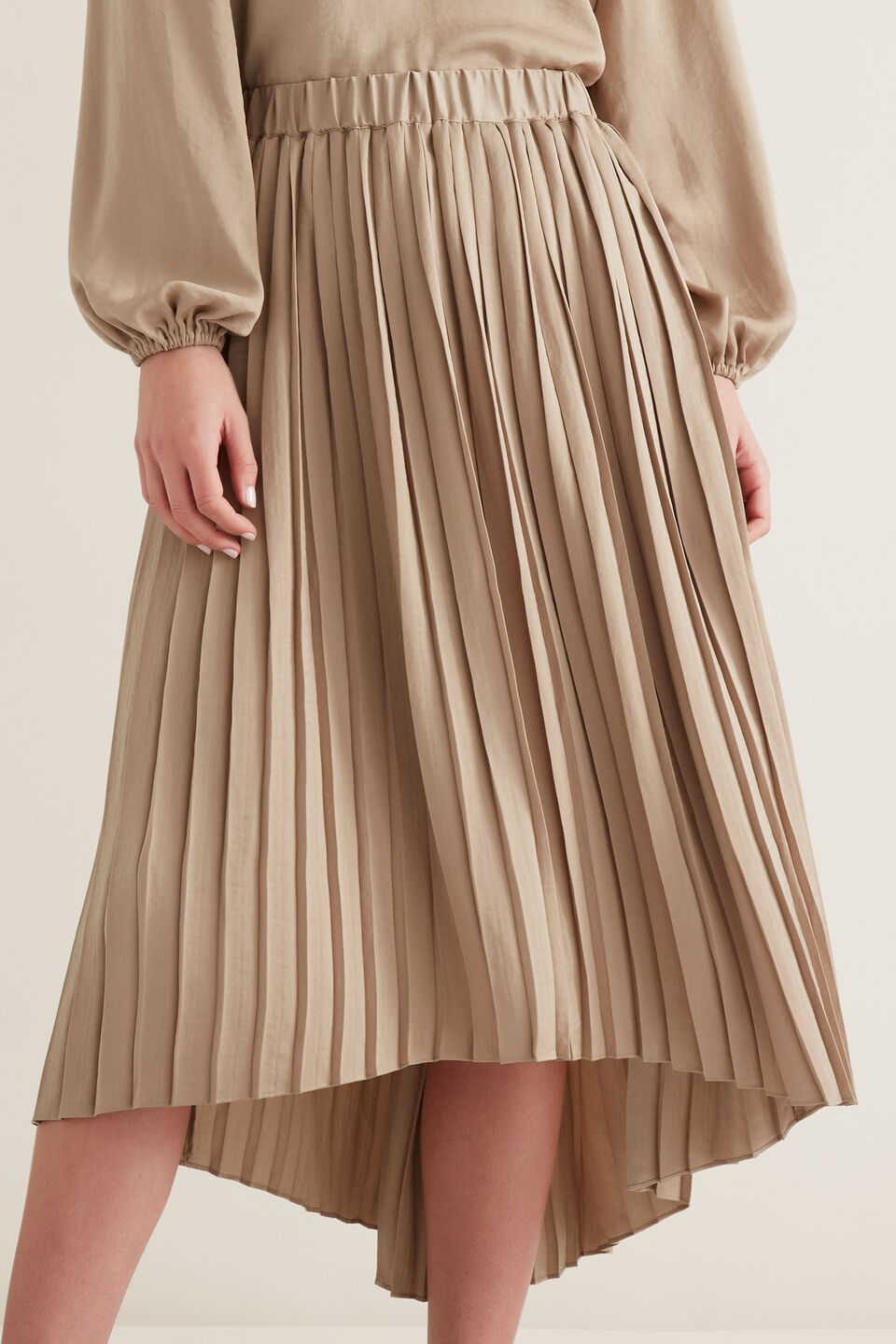 Hi-Lo Pleated Skirt  