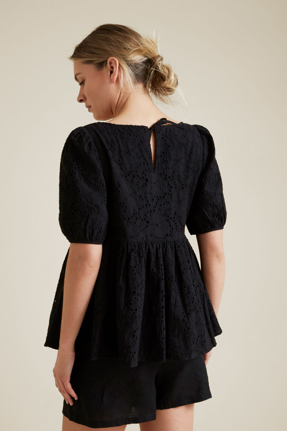 Broderie Peplum Blouse  