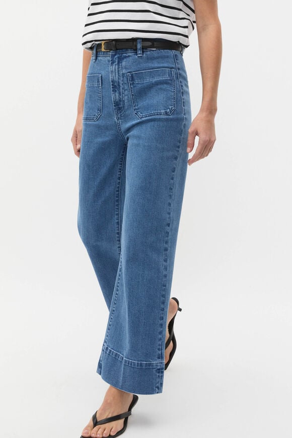 Core Wide Leg Pocket Jean  French Blue Denim Core Wide Leg Pocket Jean  French Blue Denim  hi-res