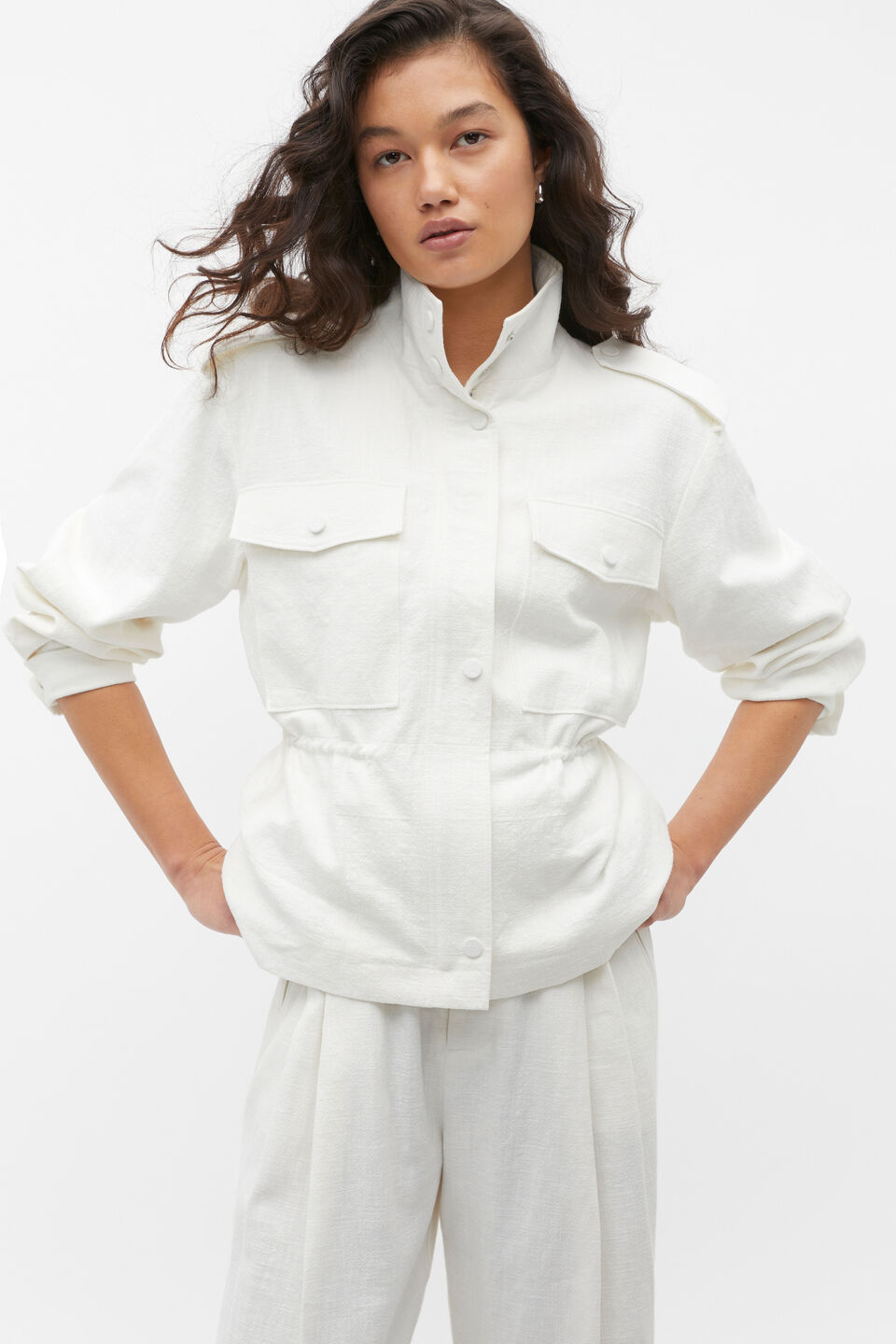 Textured Utility Jacket  Cloud Cream