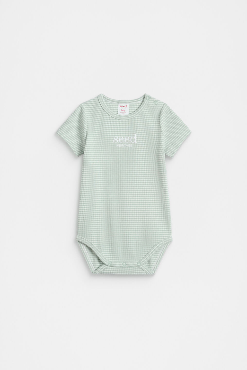 Core Rib Logo Bodysuit  Sage Stripe