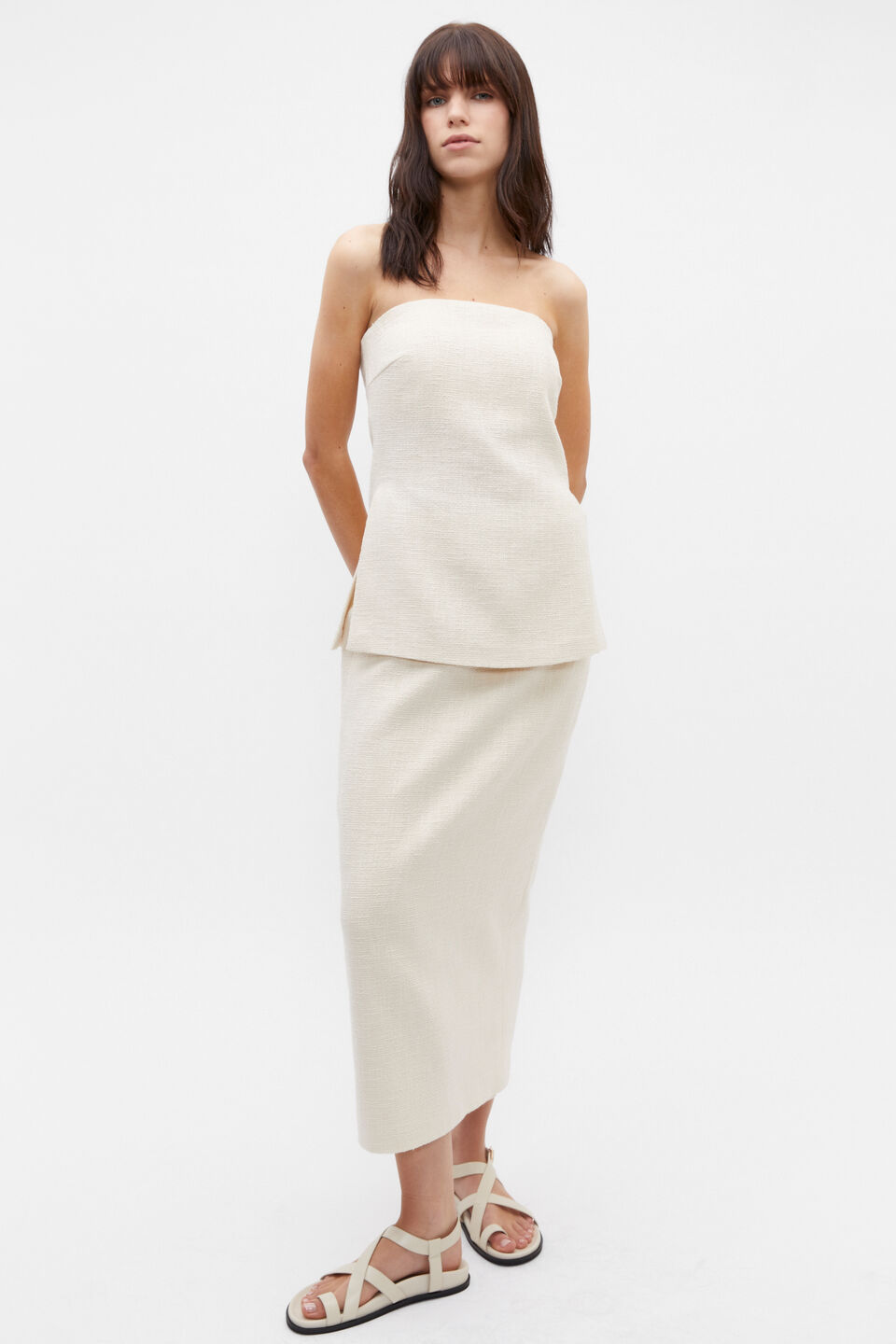 Tweed Longline Bodice  Vanilla Cream