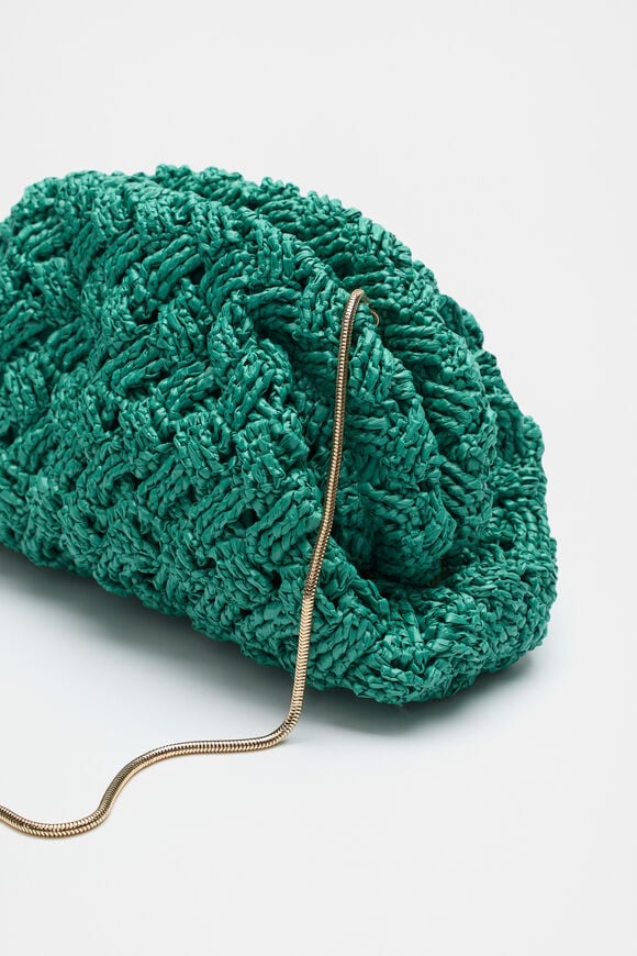 Straw Woven Clutch  Deep Emerald Straw Woven Clutch  Deep Emerald  hi-res