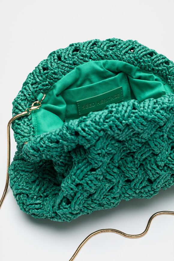 Straw Woven Clutch  Deep Emerald Straw Woven Clutch  Deep Emerald  hi-res
