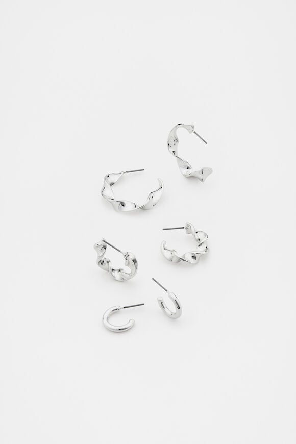 Twist Hoop Ear Pack  Silver  hi-res