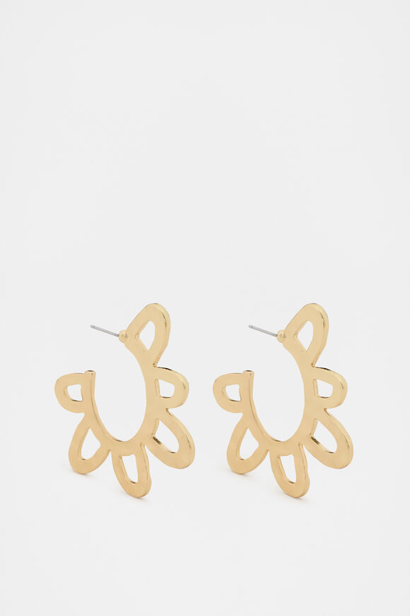 Textured Flower Hoop  Gold  hi-res
