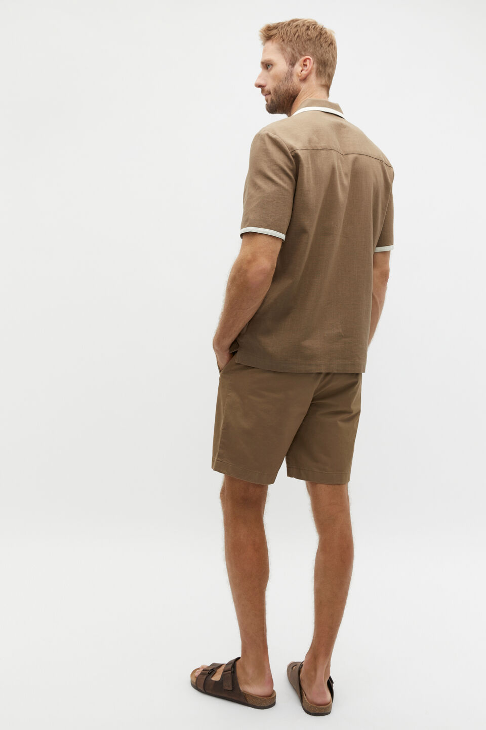 Contrast Detail Shirt  Dark Nougat