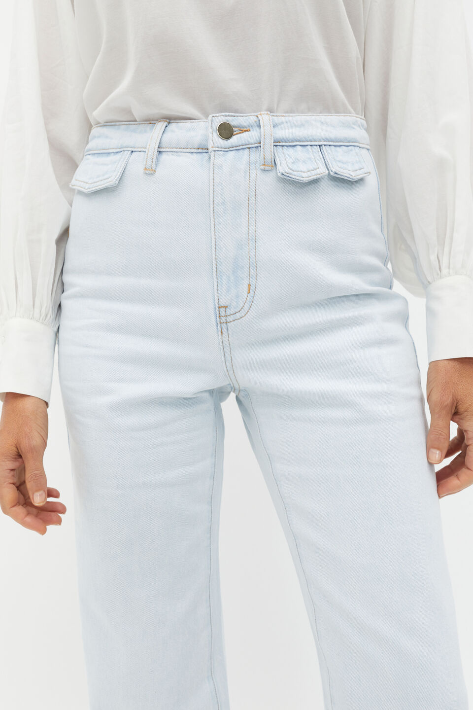 Denim Wide Leg Rigid Jean  Stone Blue Wash