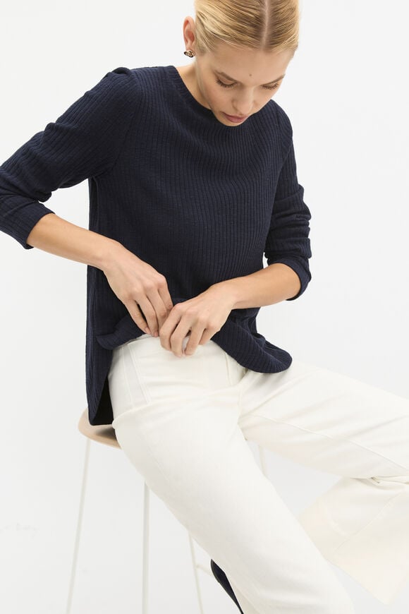 Textured Long Sleeve Top  Twilight Blue Twist Textured Long Sleeve Top  Twilight Blue Twist  hi-res