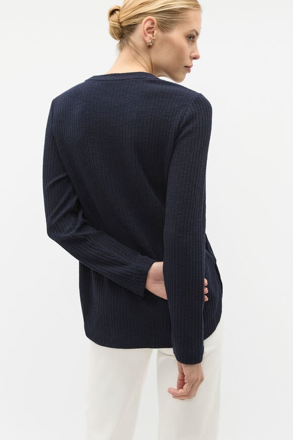 Textured Long Sleeve Top  Twilight Blue Twist Textured Long Sleeve Top  Twilight Blue Twist  hi-res