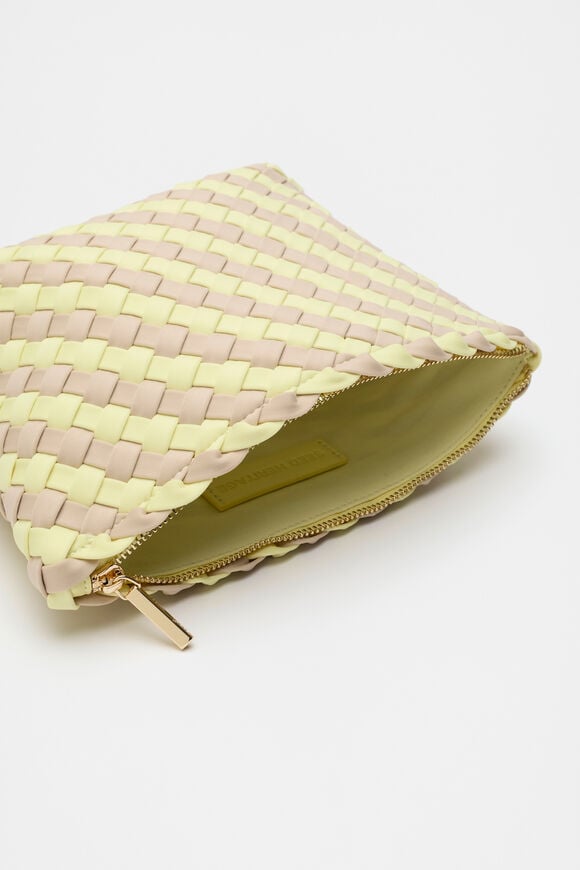 Woven Textured Pouch  Lemongrass Woven Textured Pouch  Lemongrass  hi-res