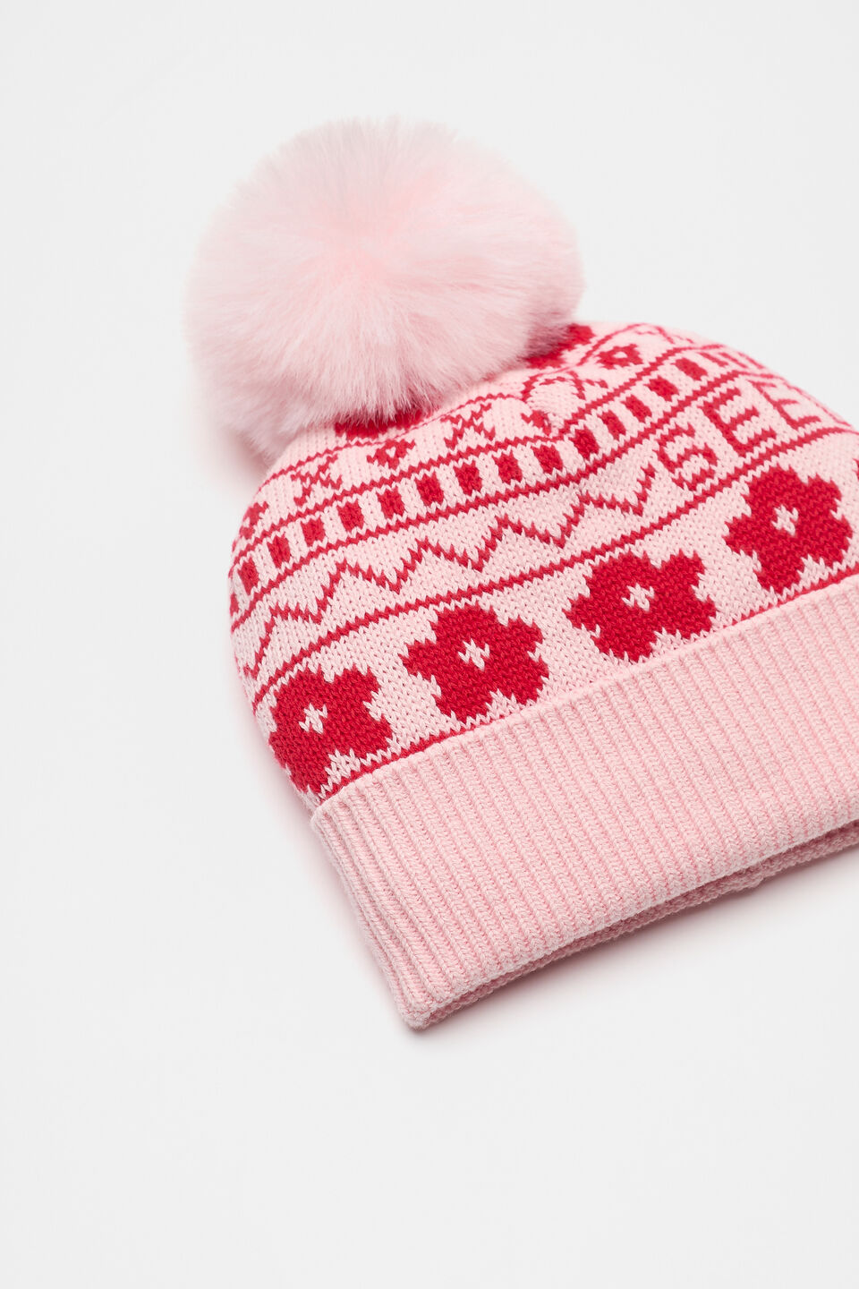 Mini Fairisle Beanie  Rose Petal