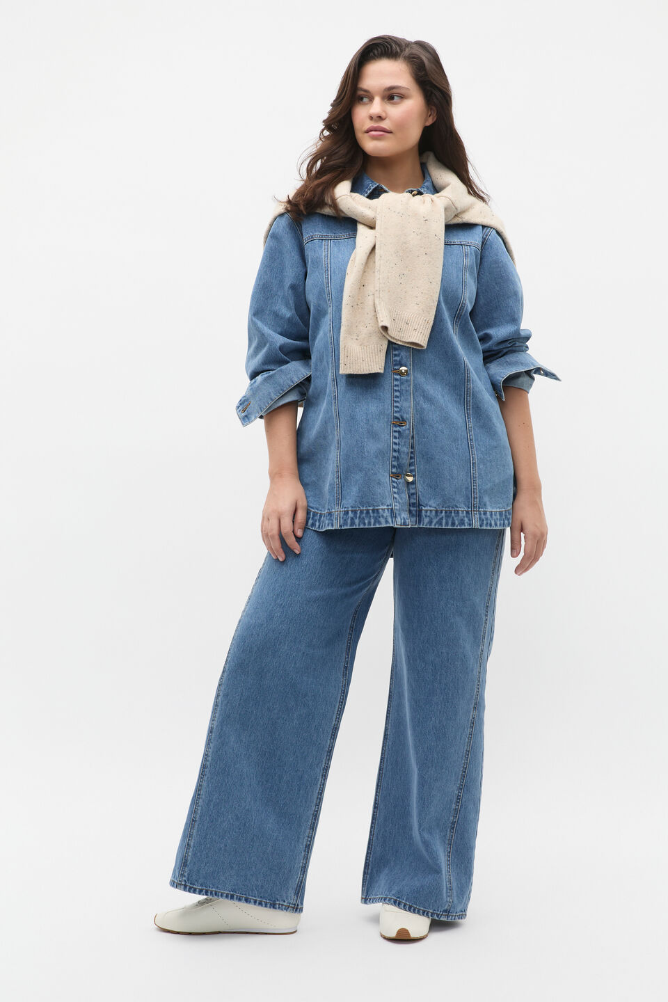 Denim Yoke Detail Shirt  Ice Blue Wash