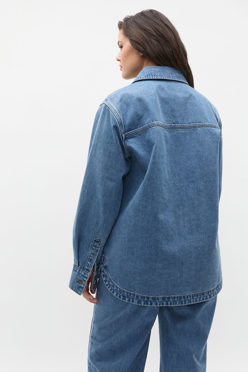 Denim Yoke Detail Shirt  Ice Blue Wash