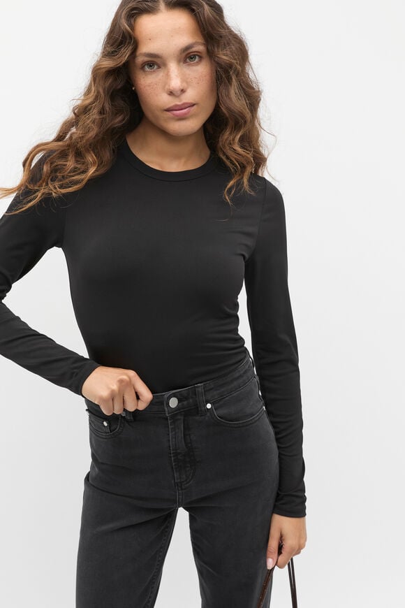 Jersey Long Sleeve Top  Black Jersey Long Sleeve Top  Black  hi-res