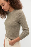 Self Stripe Textured Top  Olive Leaf Stripe  hi-res