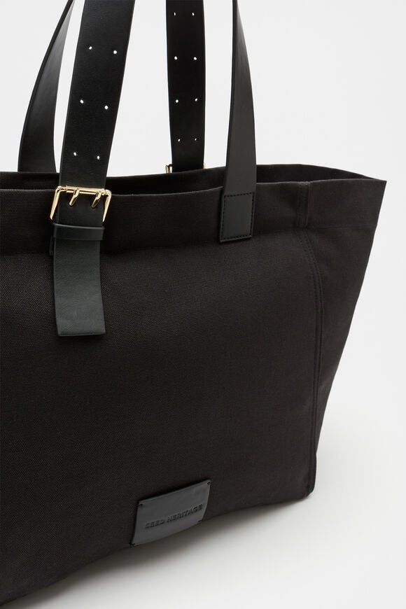 Relaxed Fabric Tote  Black Relaxed Fabric Tote  Black  hi-res