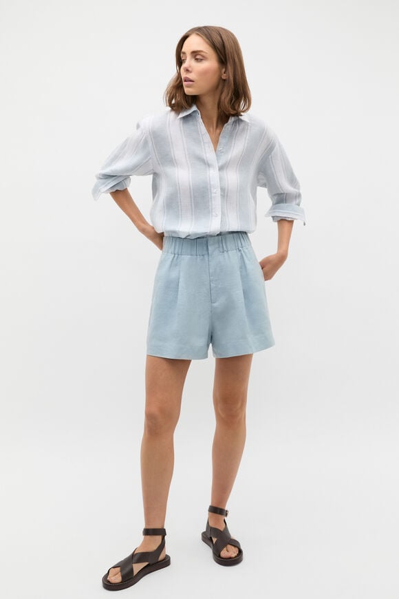 Linen Oversized Shirt  Bluebell Stripe Linen Oversized Shirt  Bluebell Stripe  hi-res