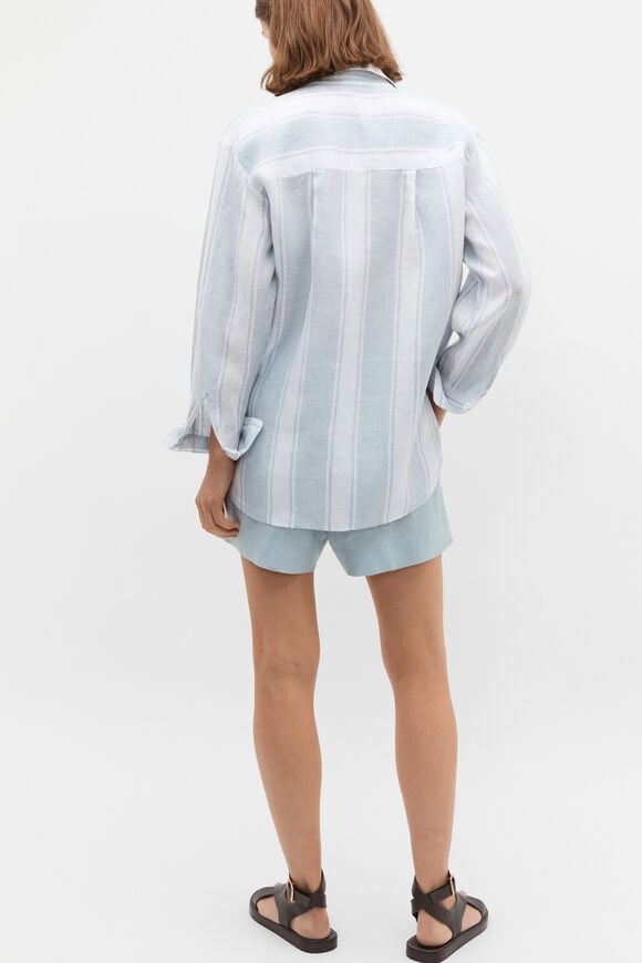 Linen Oversized Shirt  Bluebell Stripe Linen Oversized Shirt  Bluebell Stripe  hi-res