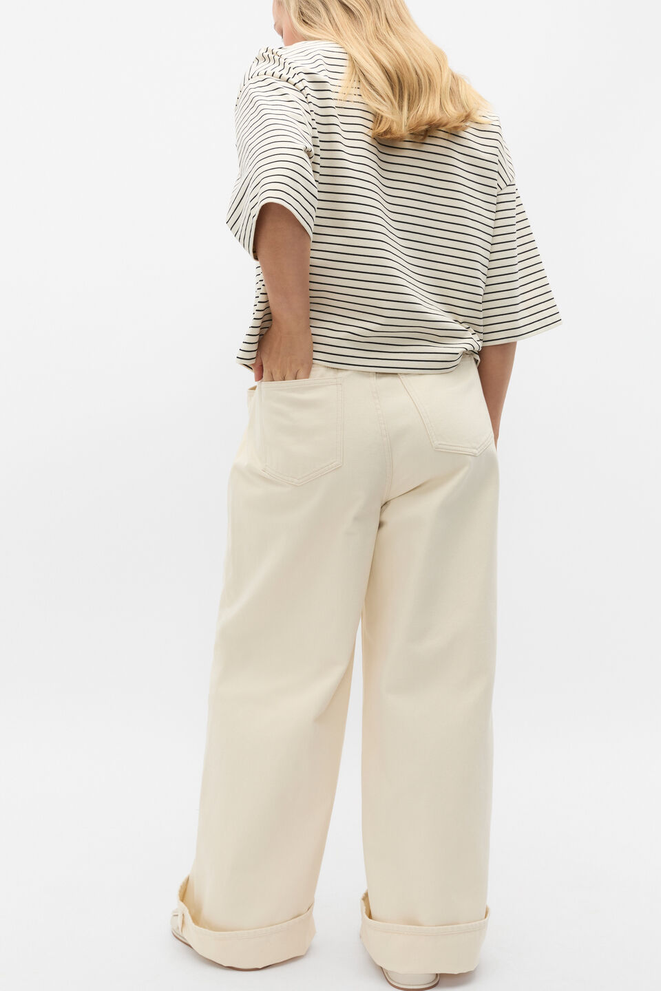 Oversized Polo Tee  Tofu Stripe