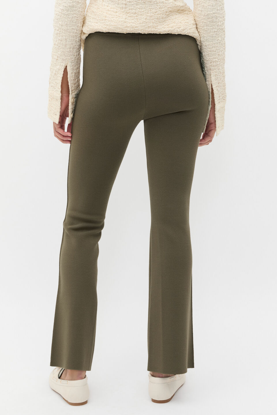 Crepe Knit Pintuck Pant  Olive Leaf
