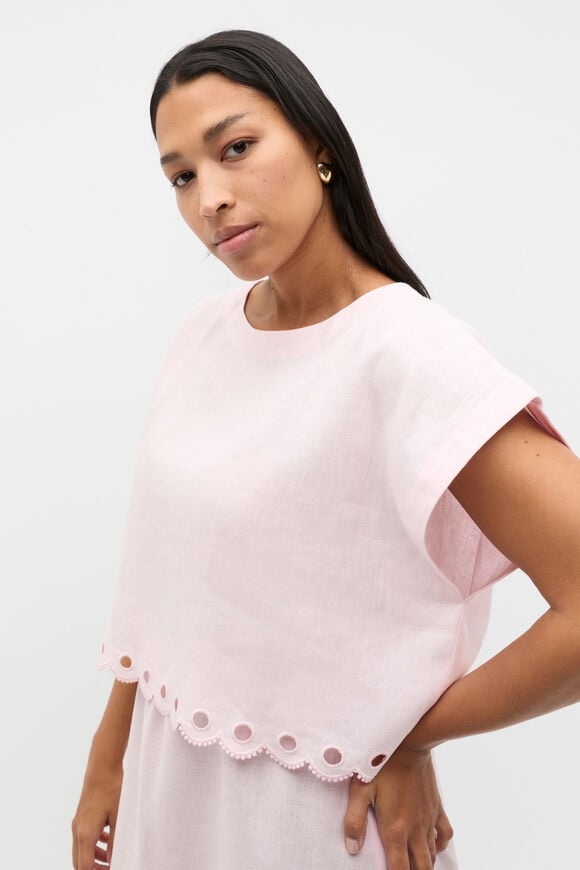 Linen Embroidered Tee  Primrose Linen Embroidered Tee  Primrose  hi-res