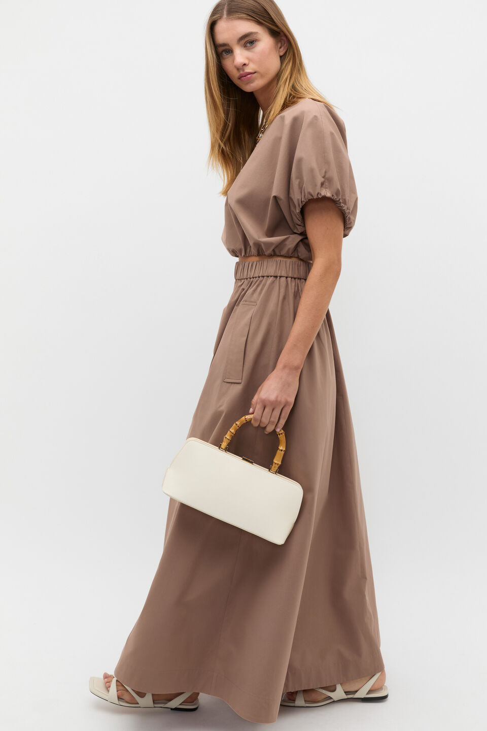 Poplin Voluminous Skirt  Nutmeg