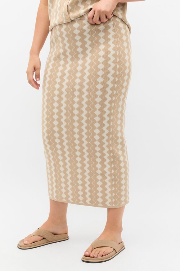 Jacquard Knit Skirt  Ecru Jacquard Knit Skirt  Ecru  hi-res