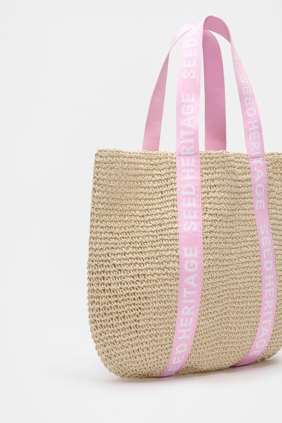 Logo Woven Basket Bag  Fairy Floss Logo Woven Basket Bag  Fairy Floss  hi-res