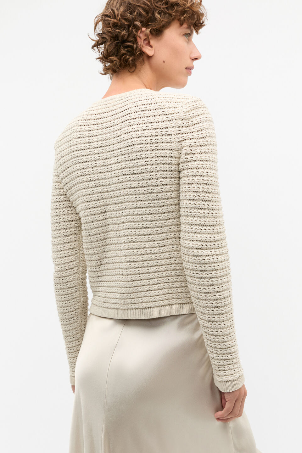 Crochet Knit Cardigan  Oat