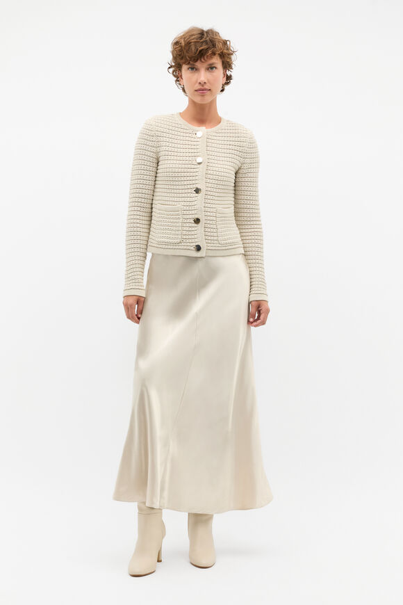 Crochet Knit Cardigan  Oat  hi-res