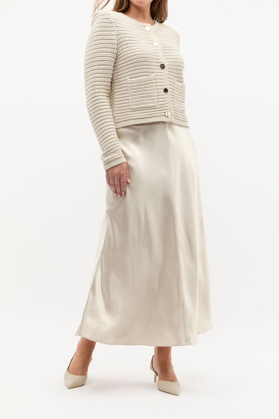 Crochet Knit Cardigan  Oat