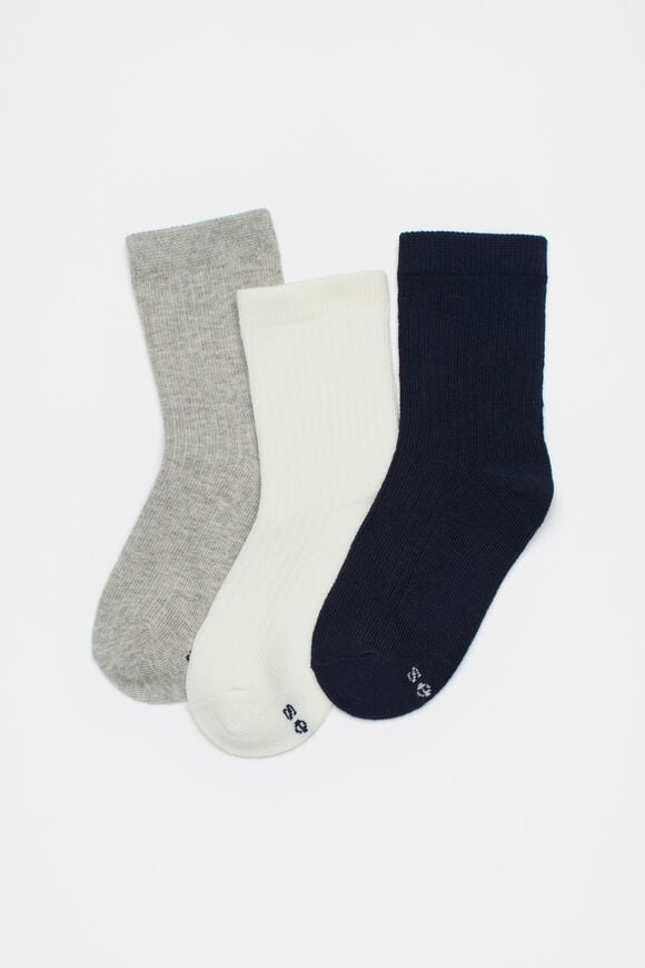 Rib Sock 3 Pack  Navy Multi Rib Sock 3 Pack  Navy Multi  hi-res