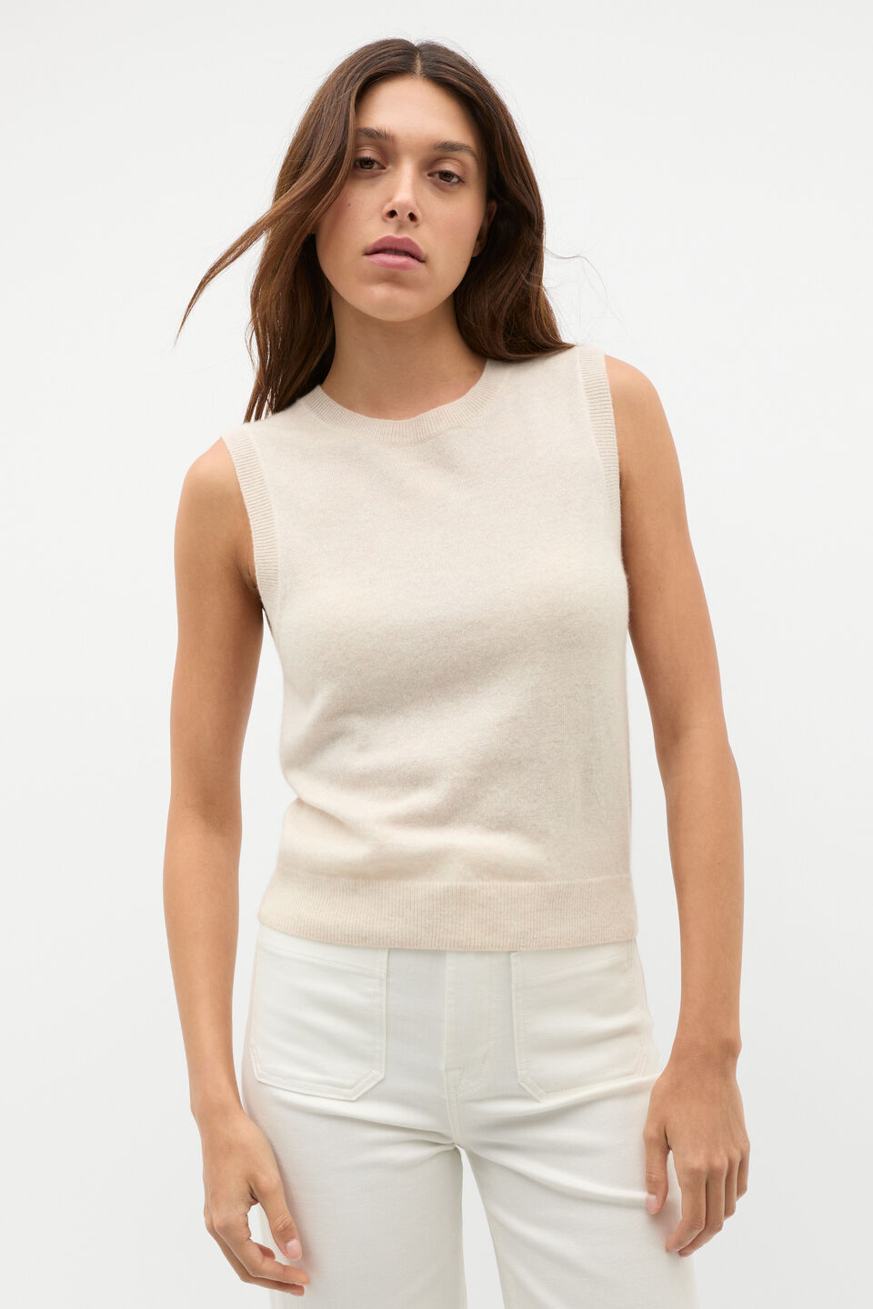 Cashmere Knit Vest  Oat Marle