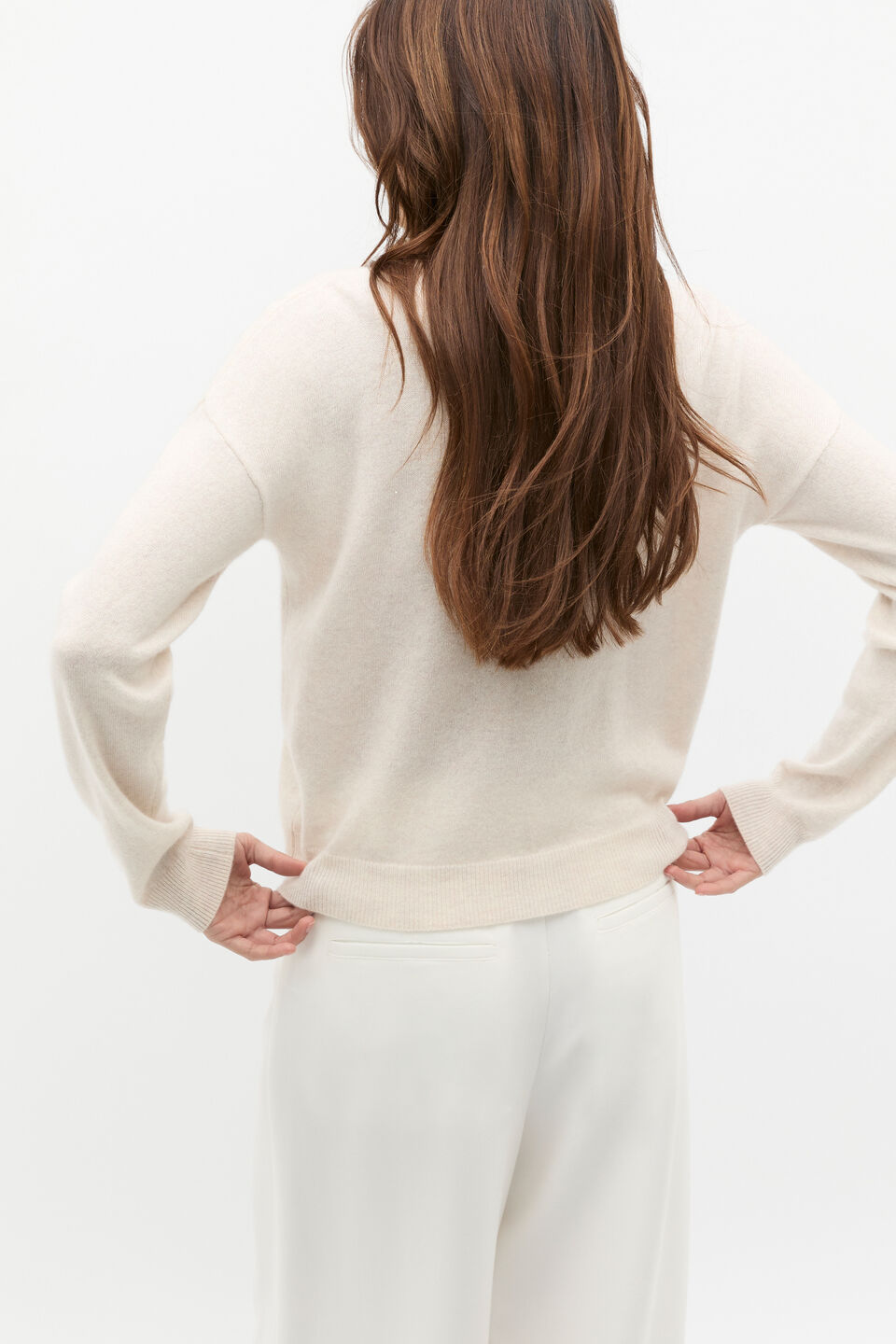 Cashmere Crew Neck Knit  Oat Marle
