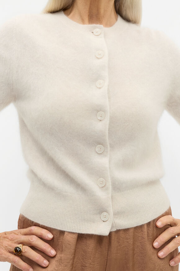 Brushed Cashmere Button Cardigan  Oat Marle  hi-res