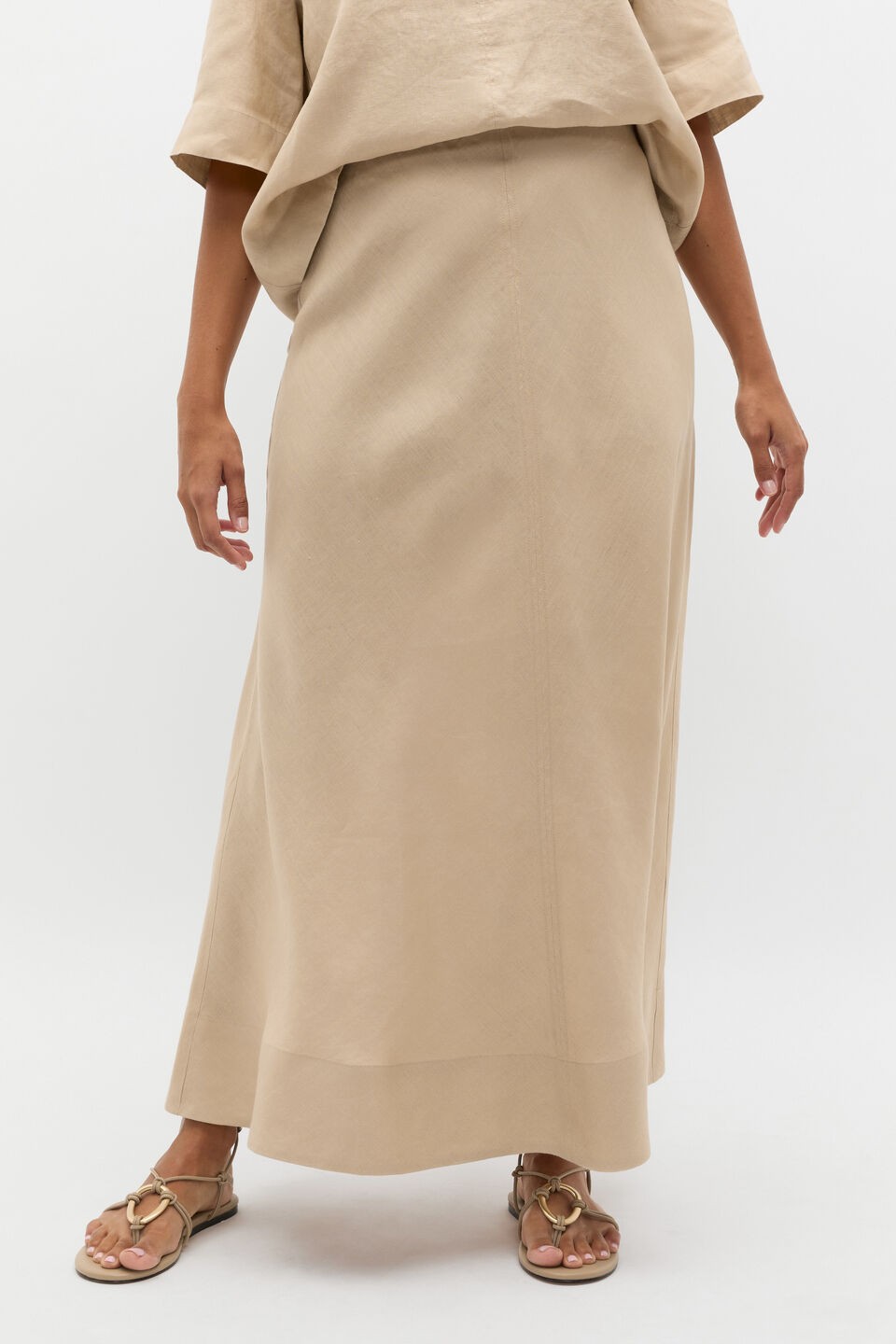 Core Linen Seam Front Skirt  Iced Latte