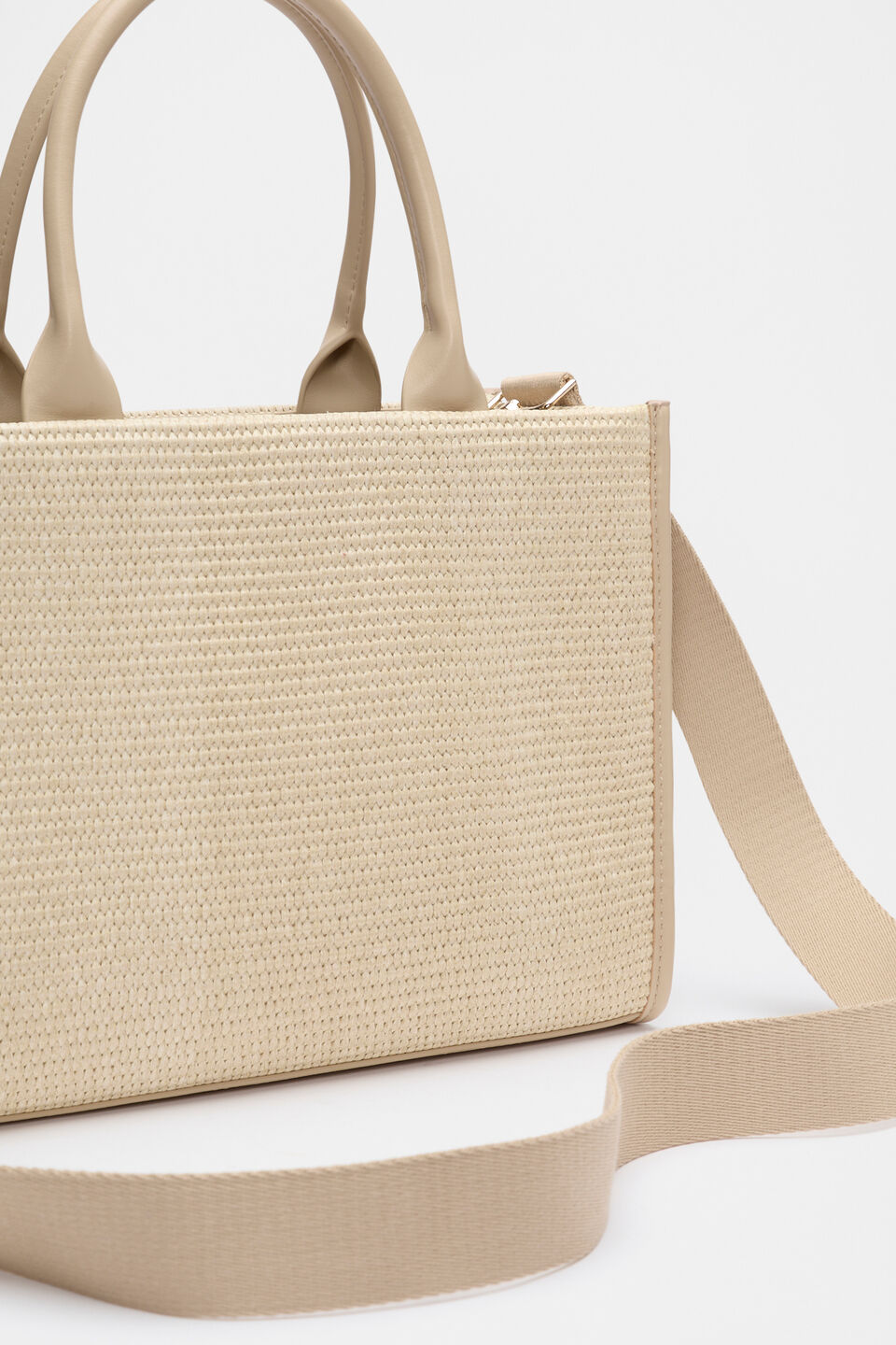 Structured Woven Mini Tote  Iced Latte