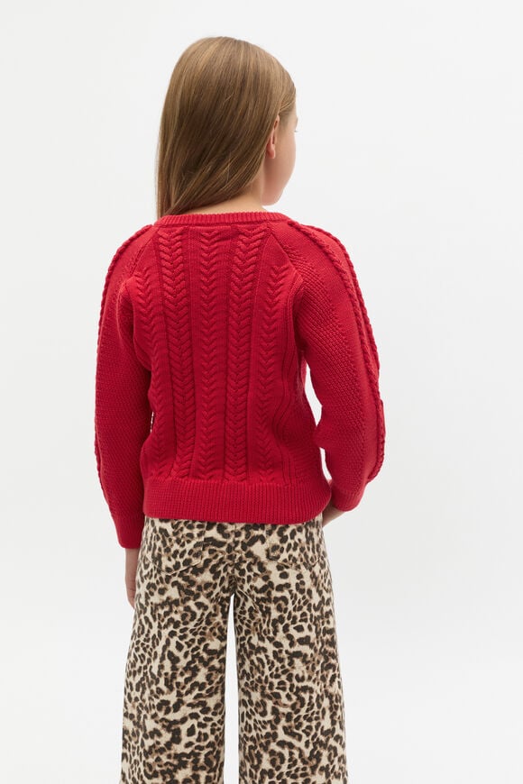 Cable Knit Sweater  Chilli Red  hi-res