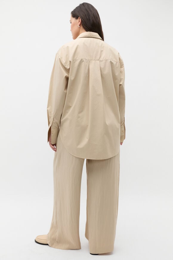 Longline Poplin Shirt  Latte  hi-res