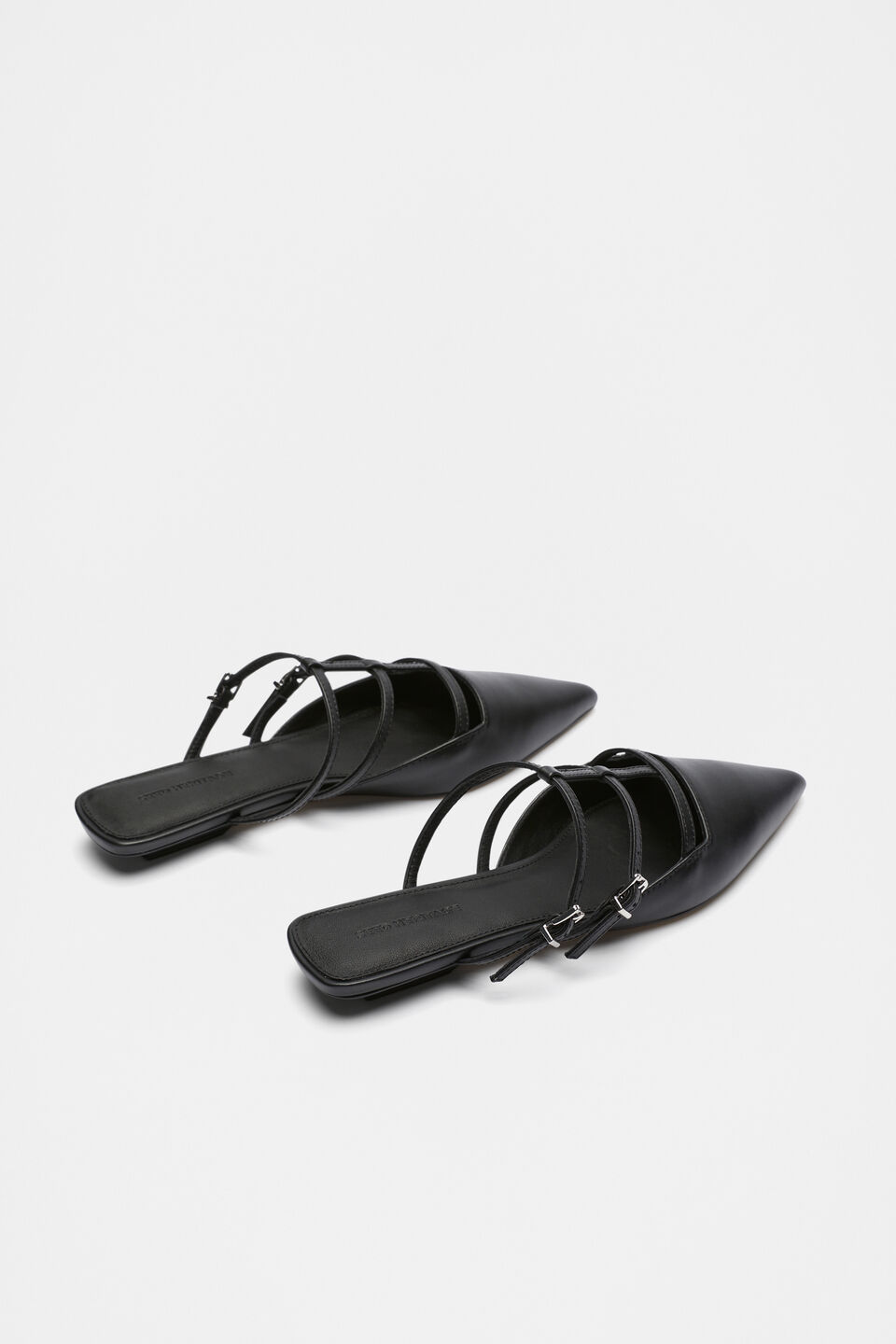 Kara Caged Pointed Flat  Black