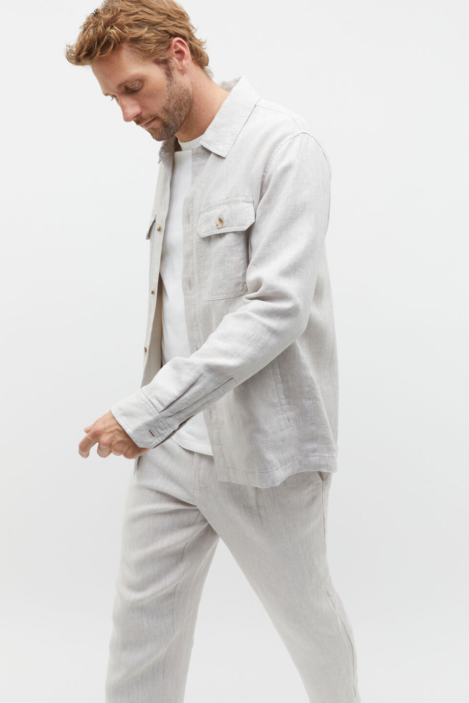 Linen Overshirt  Chalk Crossdye