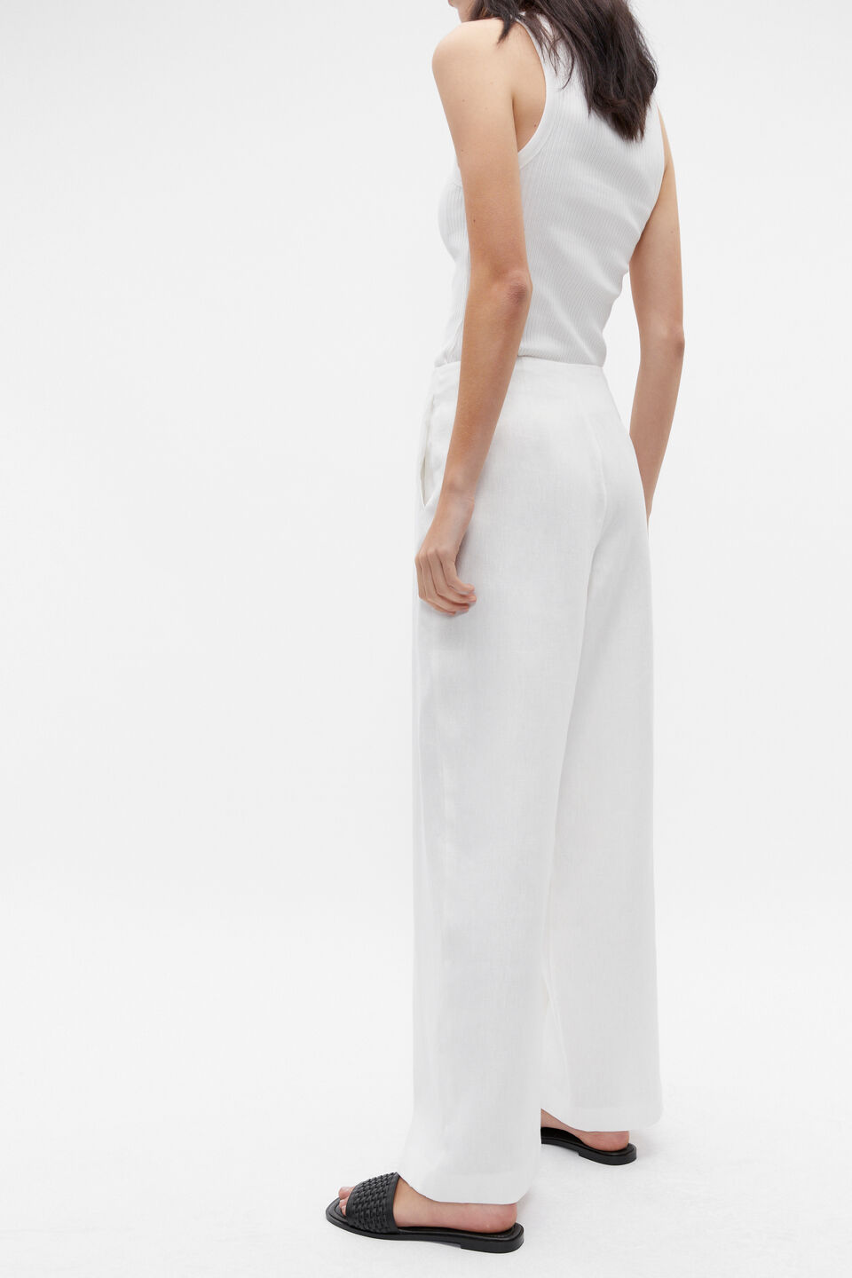 Linen Pleat Front Trouser  Cloud Cream