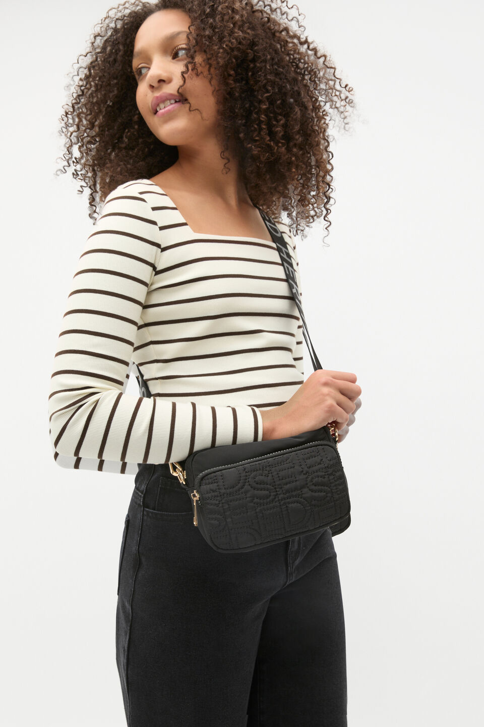 Nylon Double Pocket  Black